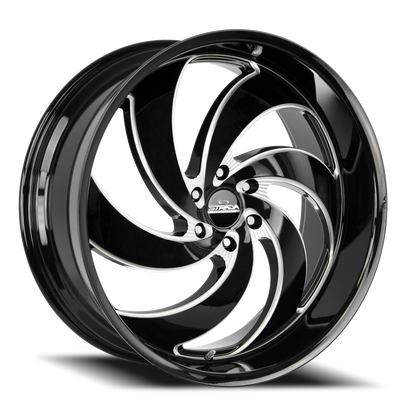 STRADA STREET CLASSICS C06 RETRO 6 24X10 25MM 5X120 GLOSS BLACK MILLED SS LIP | C06452025GBMLSS