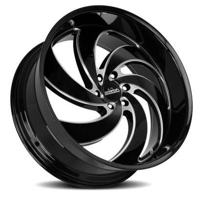 STRADA STREET CLASSICS C06 RETRO 6 24X10 24MM 6X135 GLOSS BLACK MILLED SS LIP | C06463524GBMLSS