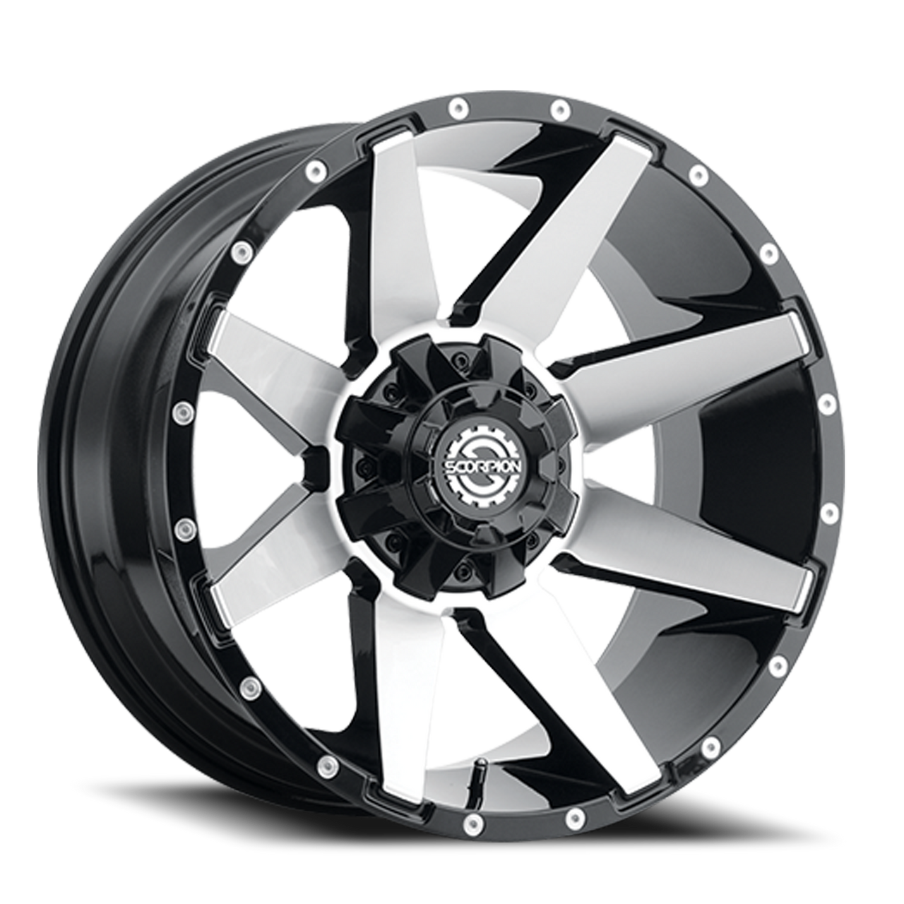 SCORPION SC31 20X9 -12 5X127/5X139.7 BLACK WITH MACHINED SPOKE FACES