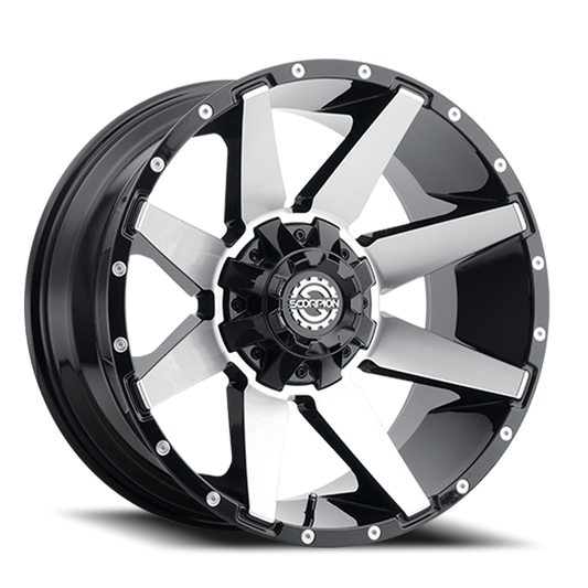 SCORPION SC31 20X9 -12 5X127/5X139.7 BLACK WITH MACHINED SPOKE FACES