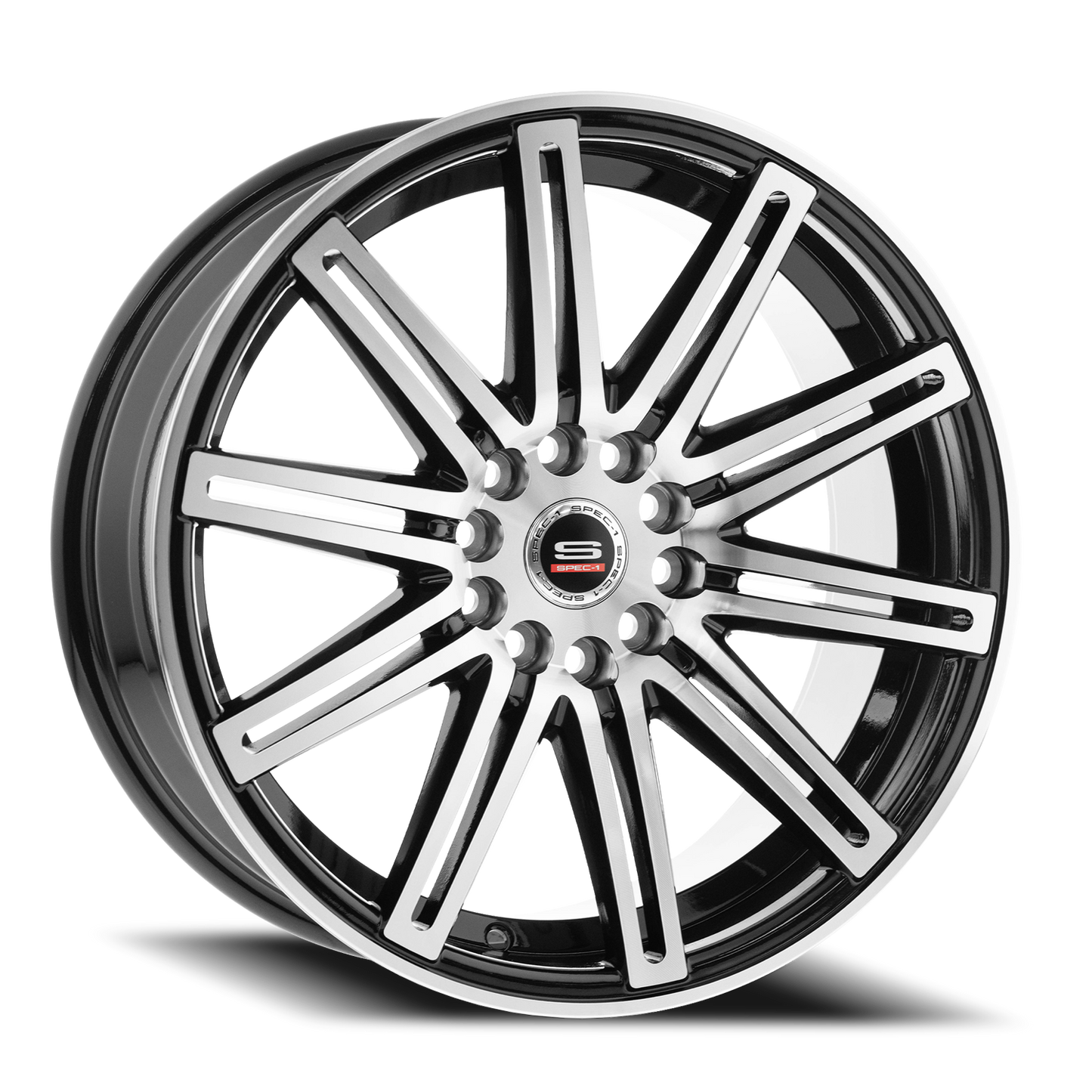 SPEC-1 SP-48 18X8 35 5X114.3/5X120 GLOSS BLACK & MACHINED