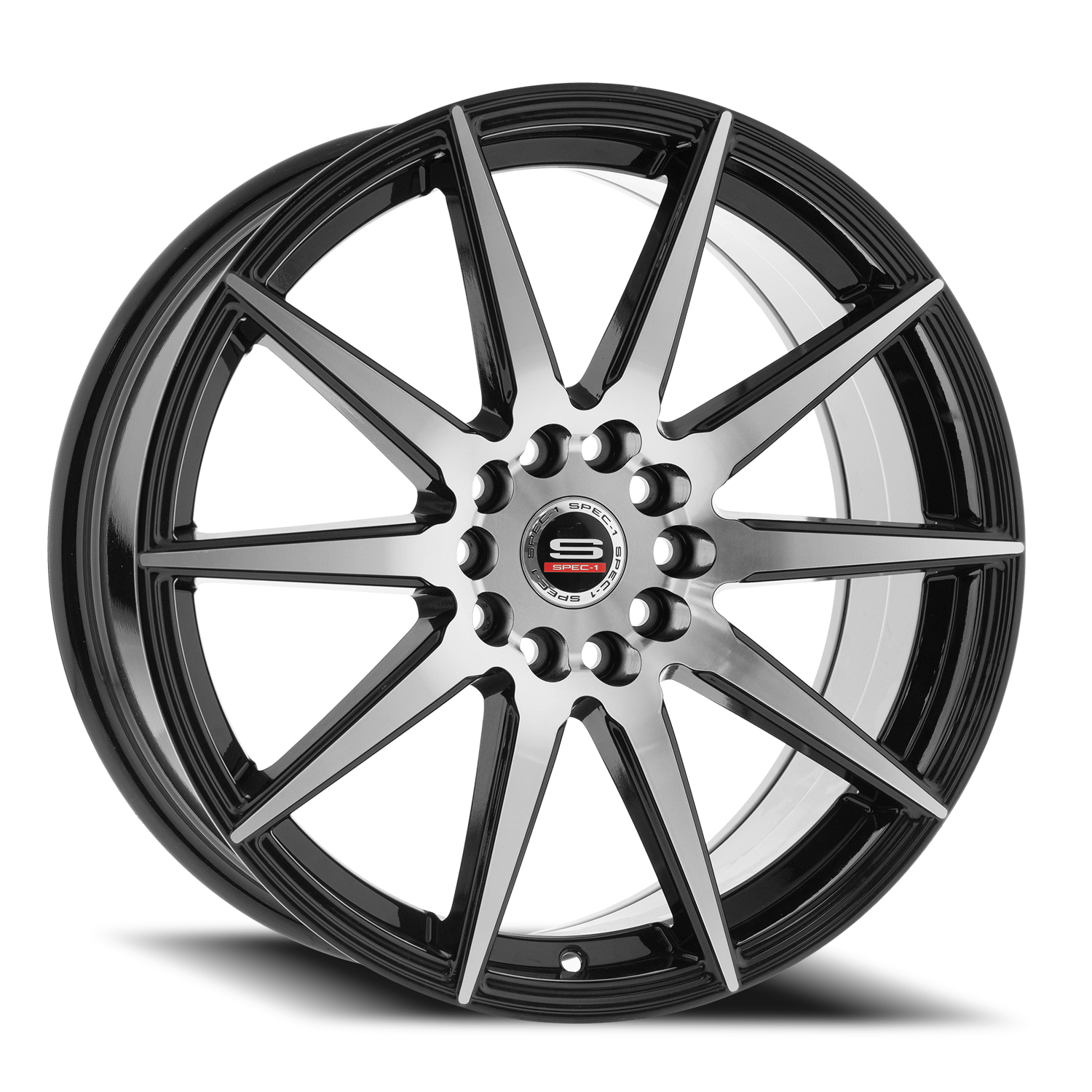 SPEC-1 SP-51 20X8.5 38 5X112/5X114.3 GLOSS BLACK & MACHINED