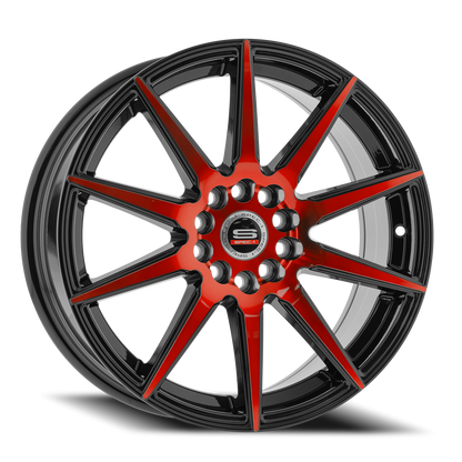 SPEC-1 SP-51 17X7.5 42 4X100/4X114.3 GLOSS BLACK & RED MACHINED