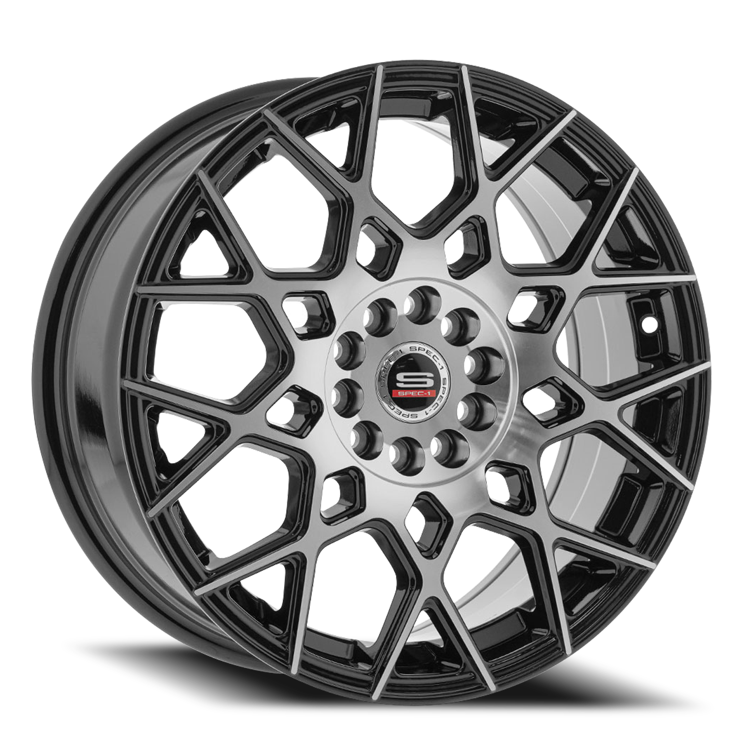 SPEC-1 SP-52 18X8 38 4X100/4X114.3 GLOSS BLACK & MACHINED