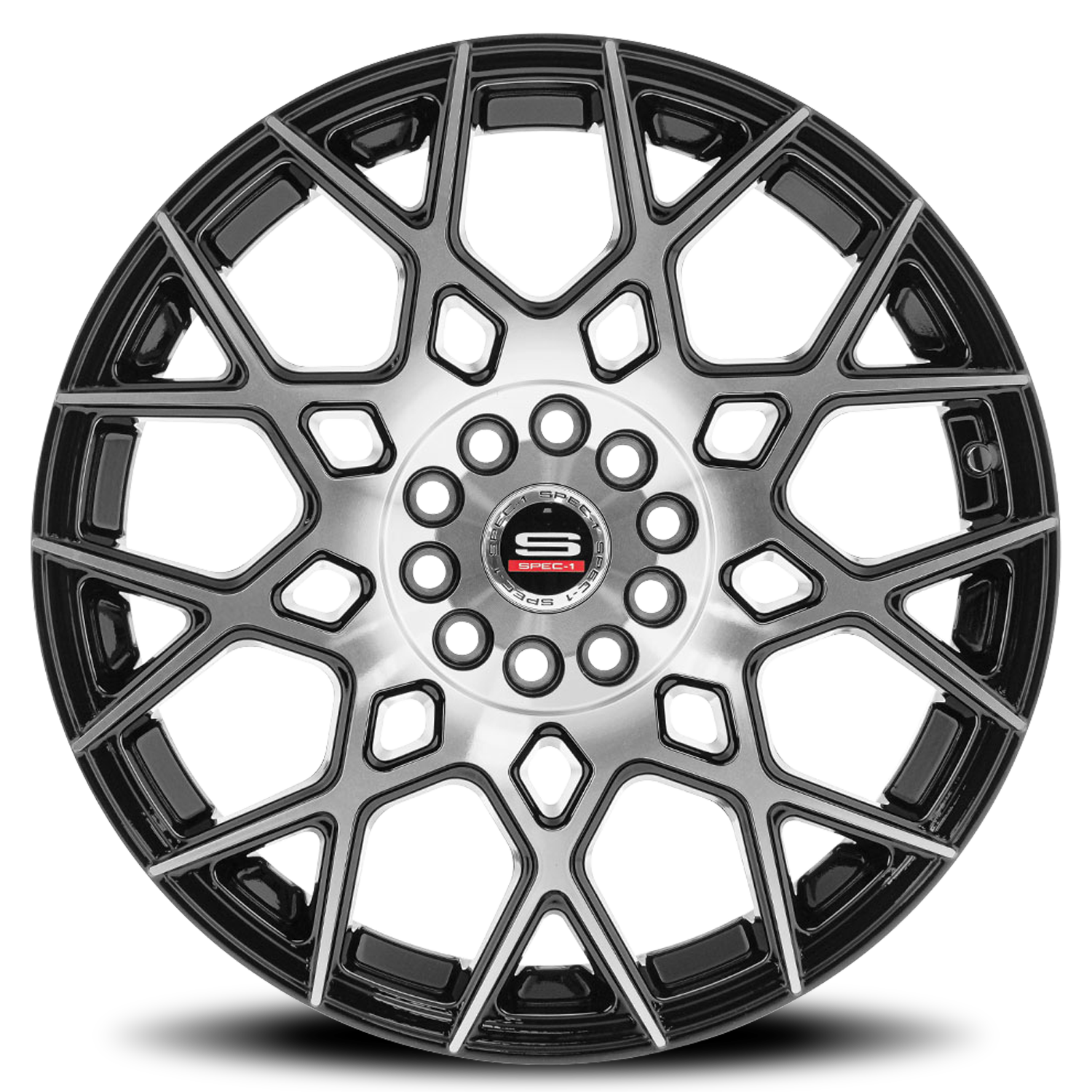 SPEC-1 SP-52 18X8 38 4X100/4X114.3 GLOSS BLACK & MACHINED