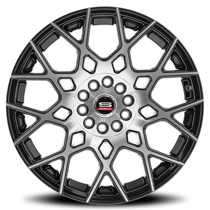 SPEC-1 SP-52 18X8 38 4X100/4X114.3 GLOSS BLACK & MACHINED