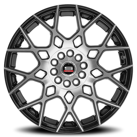 SPEC-1 SP-52 18X8 38 5X100/5X114.3 GLOSS BLACK & MACHINED