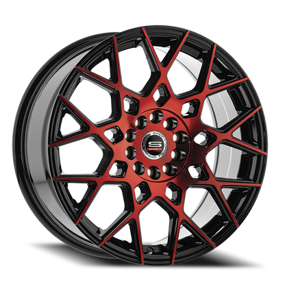 SPEC-1 SP-52 17X7.5 42 5X105/5X114.3 GLOSS BLACK & RED MACHINED