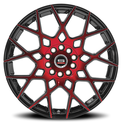 SPEC-1 SP-52 17X7.5 42 5X114.3/5X120 GLOSS BLACK & RED MACHINED