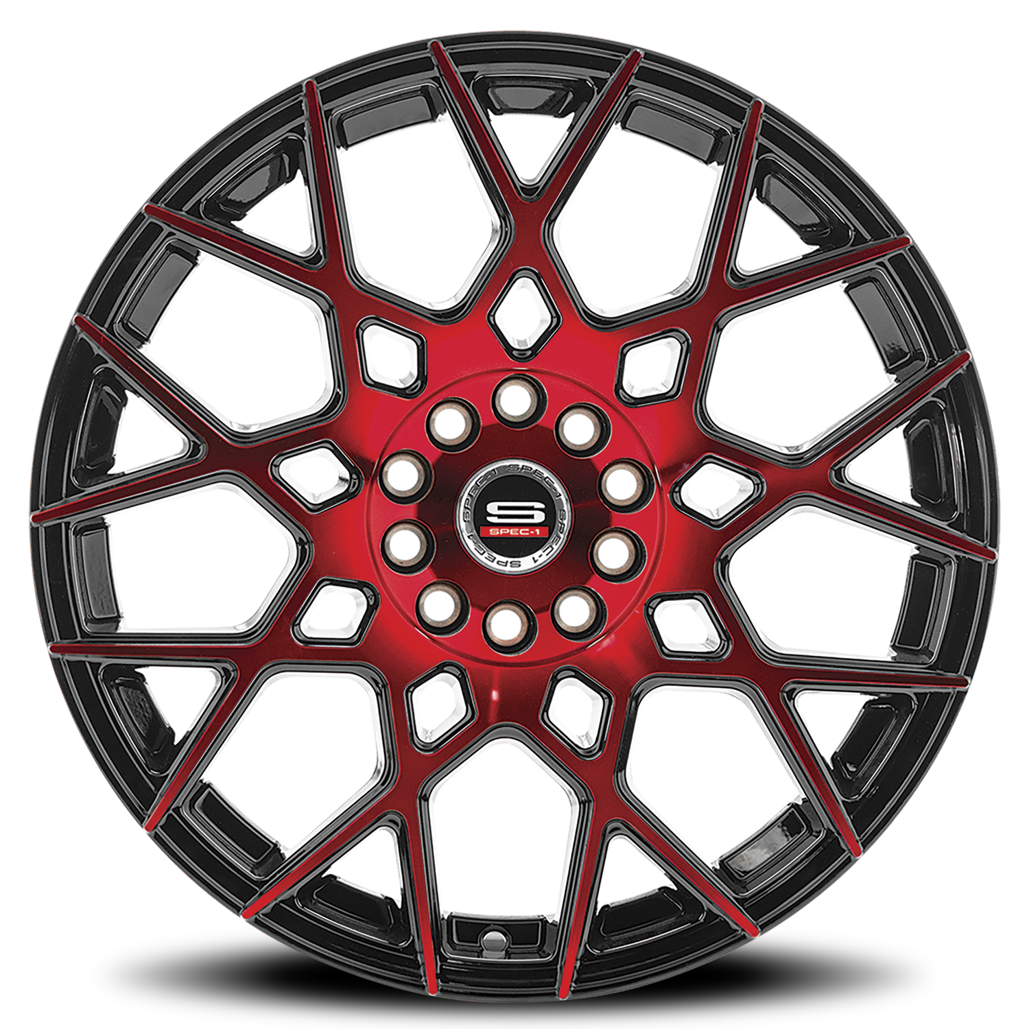 SPEC-1 SP-52 17X7.5 42 5X105/5X114.3 GLOSS BLACK & RED MACHINED