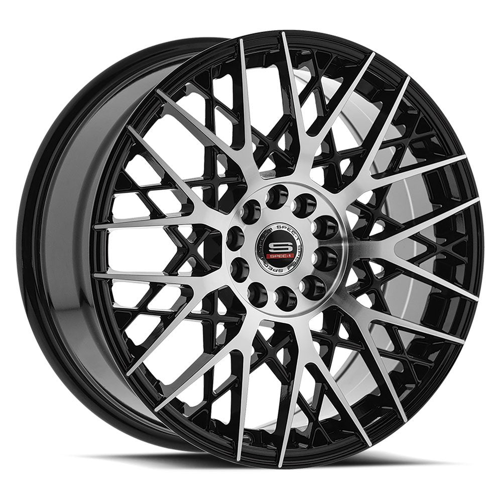 SPEC-1 SP-53 20X8.5 38 5X100/5X114.3 GLOSS BLACK & MACHINED