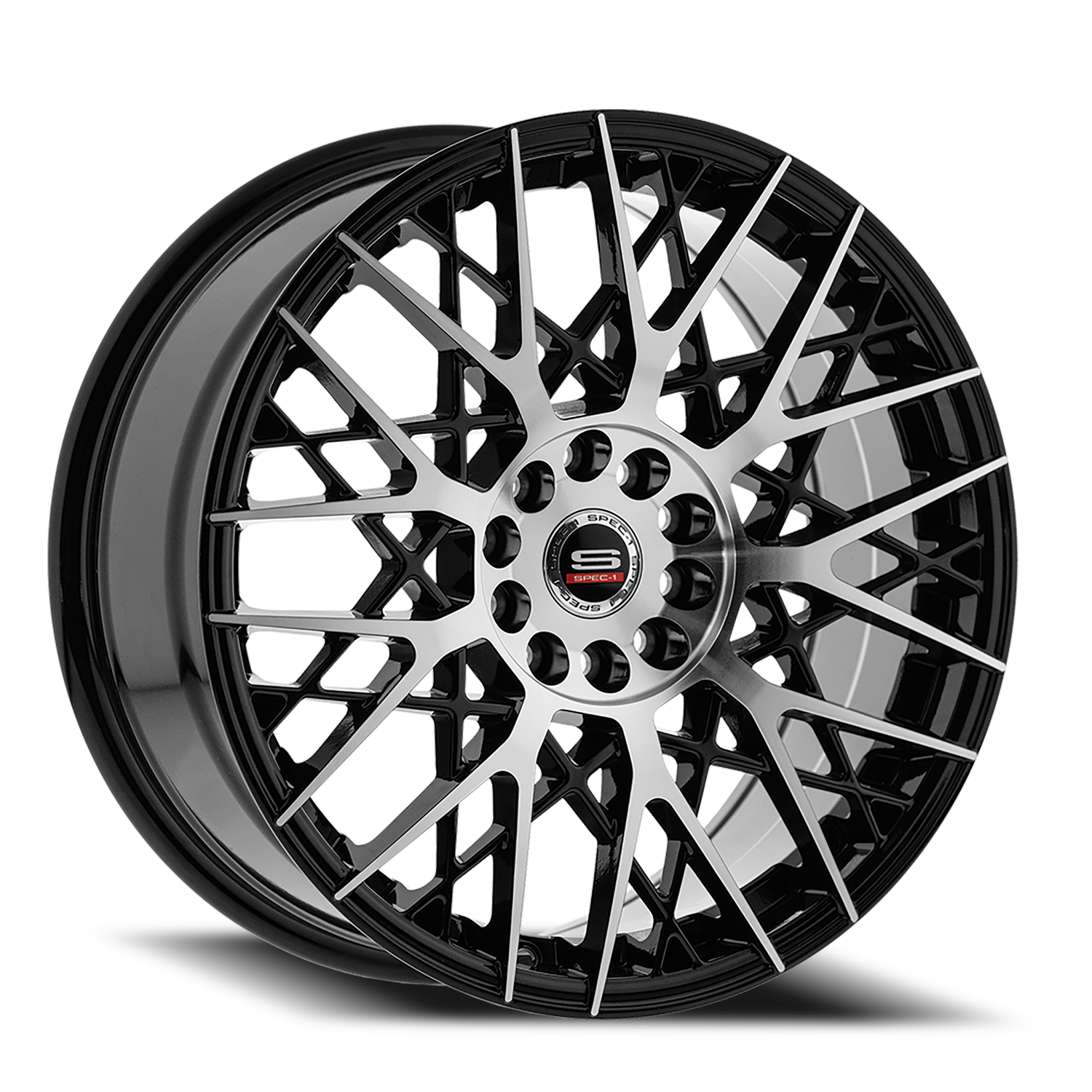 SPEC-1 SP-53 17X7.5 42 4X100/4X114.3 GLOSS BLACK & MACHINED