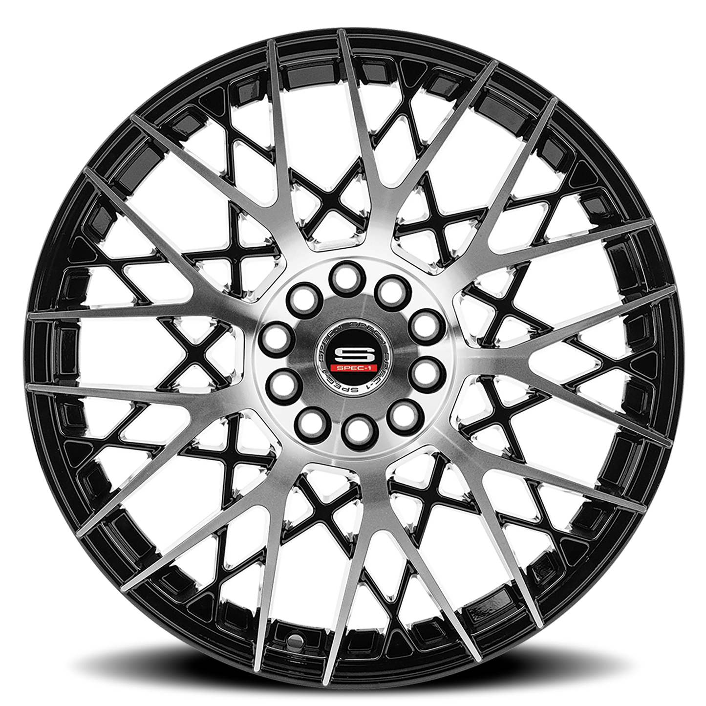 SPEC-1 SP-53 20X8.5 38 5X100/5X114.3 GLOSS BLACK & MACHINED