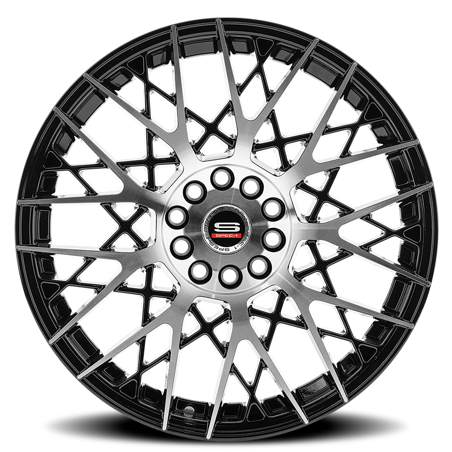 SPEC-1 SP-53 20X8.5 38 5X100/5X114.3 GLOSS BLACK & MACHINED