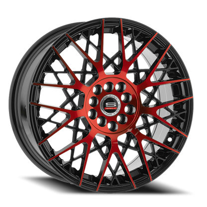 SPEC-1 SP-53 20X8.5 38 5X114.3/5X120 GLOSS BLACK & RED MACHINED