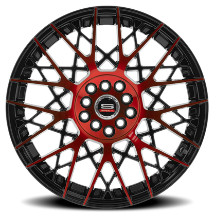 SPEC-1 SP-53 20X8.5 38 5X114.3/5X120 GLOSS BLACK & RED MACHINED