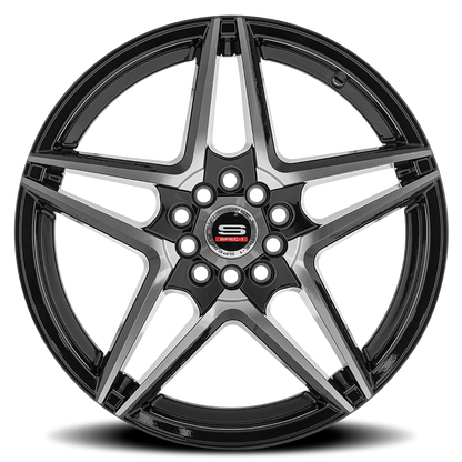 SPEC-1 SP-54 18X8 38 4X100/4X114.3 GLOSS BLACK & MACHINED