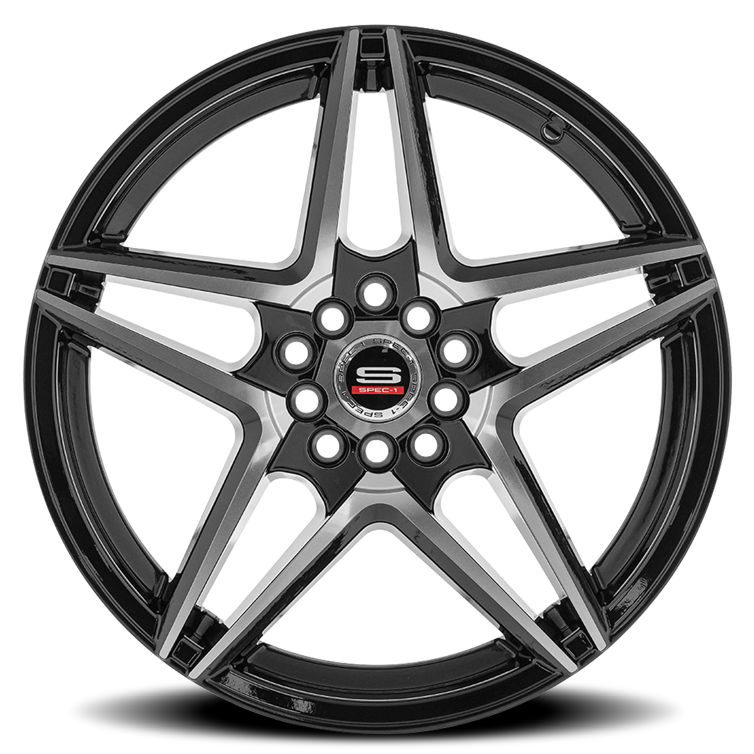 SPEC-1 SP-54 17X7.5 42 5X108/5X114.3 GLOSS BLACK & MACHINED