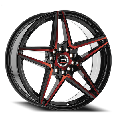 SPEC-1 SP-54 18X8 38 4X100/4X114.3 GLOSS BLACK & RED MACHINED