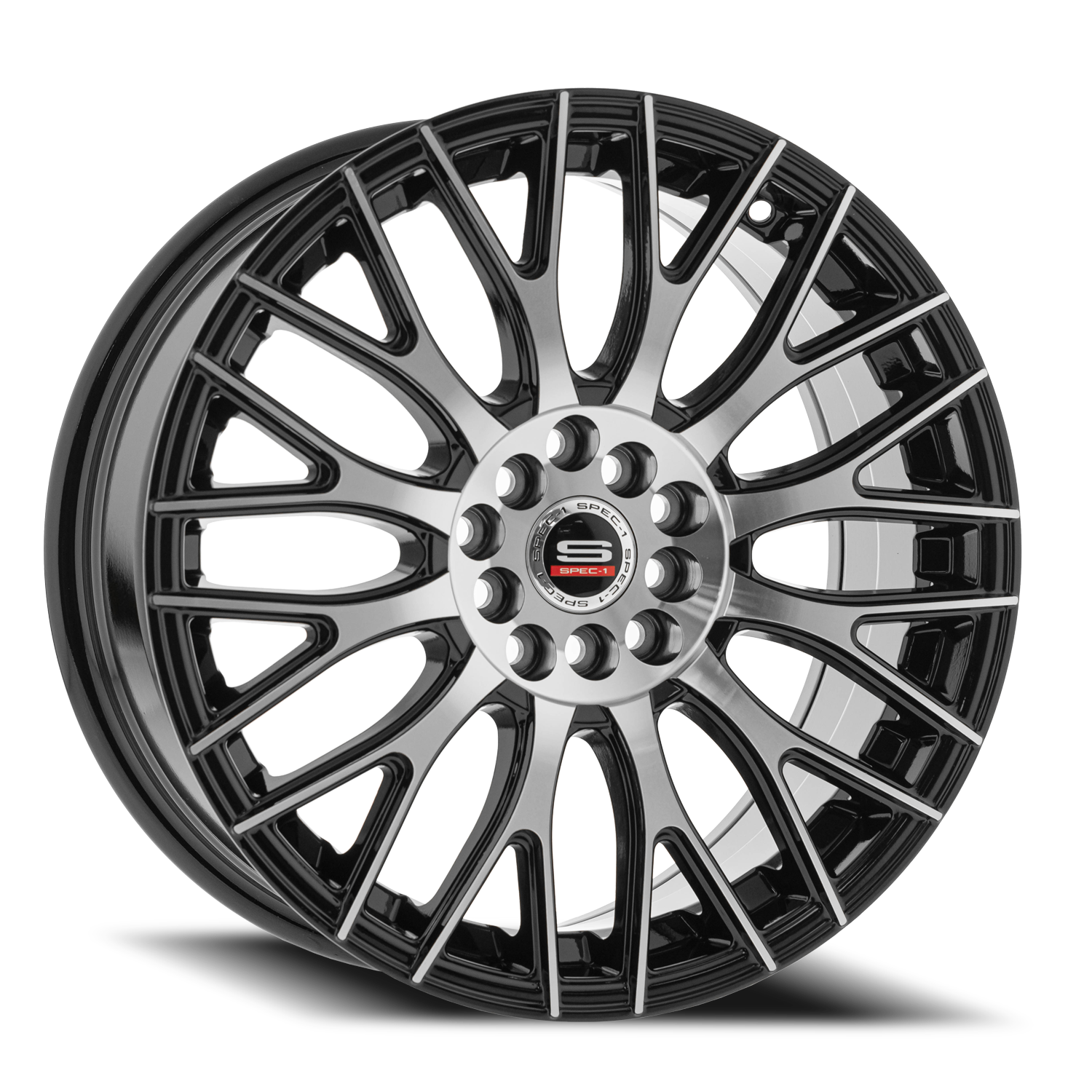 SPEC-1 SP-55 17X7.5 42 5X108/5X114.3 GLOSS BLACK & MACHINED