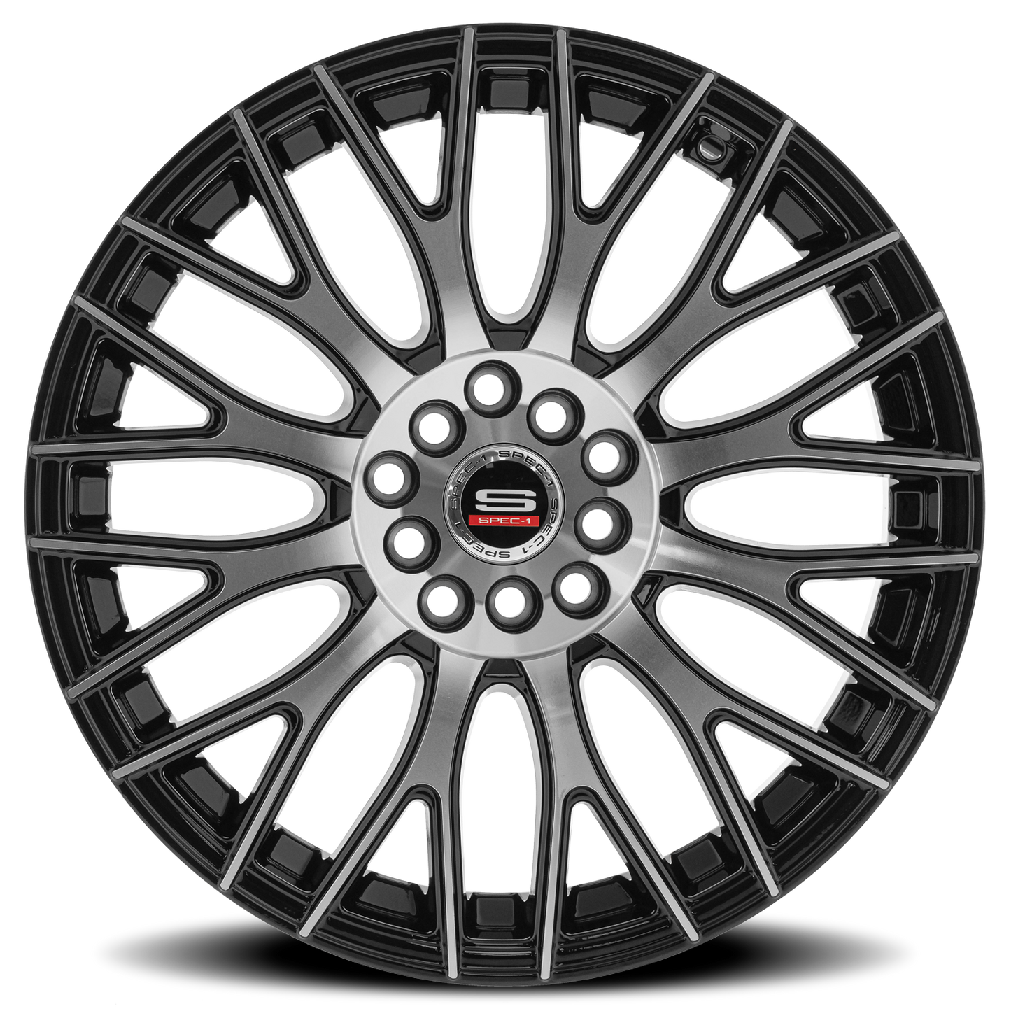 SPEC-1 SP-55 17X7.5 42 5X108/5X114.3 GLOSS BLACK & MACHINED