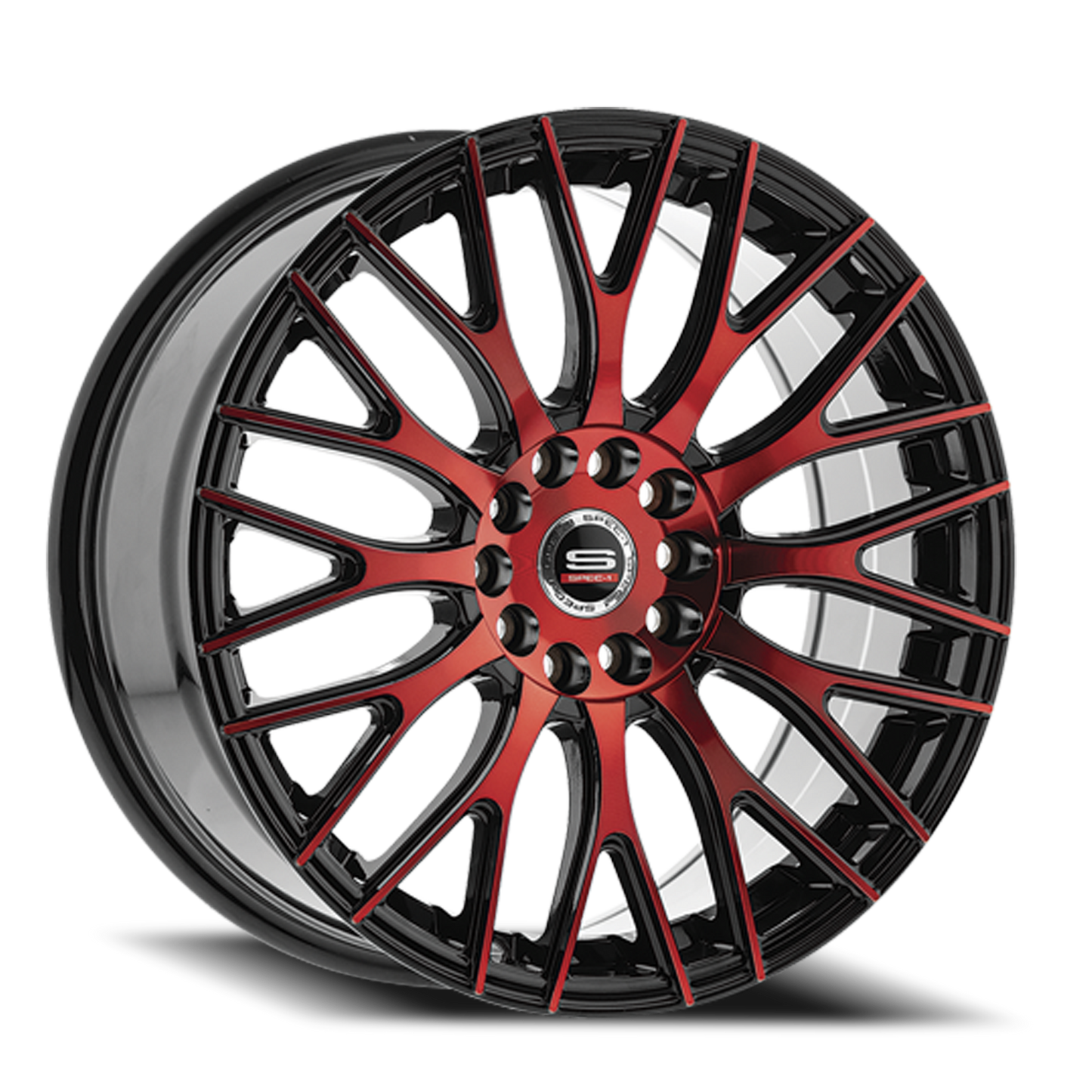 SPEC-1 SP-55 17X7.5 42 5X100/5X114.3 GLOSS BLACK & RED MACHINED