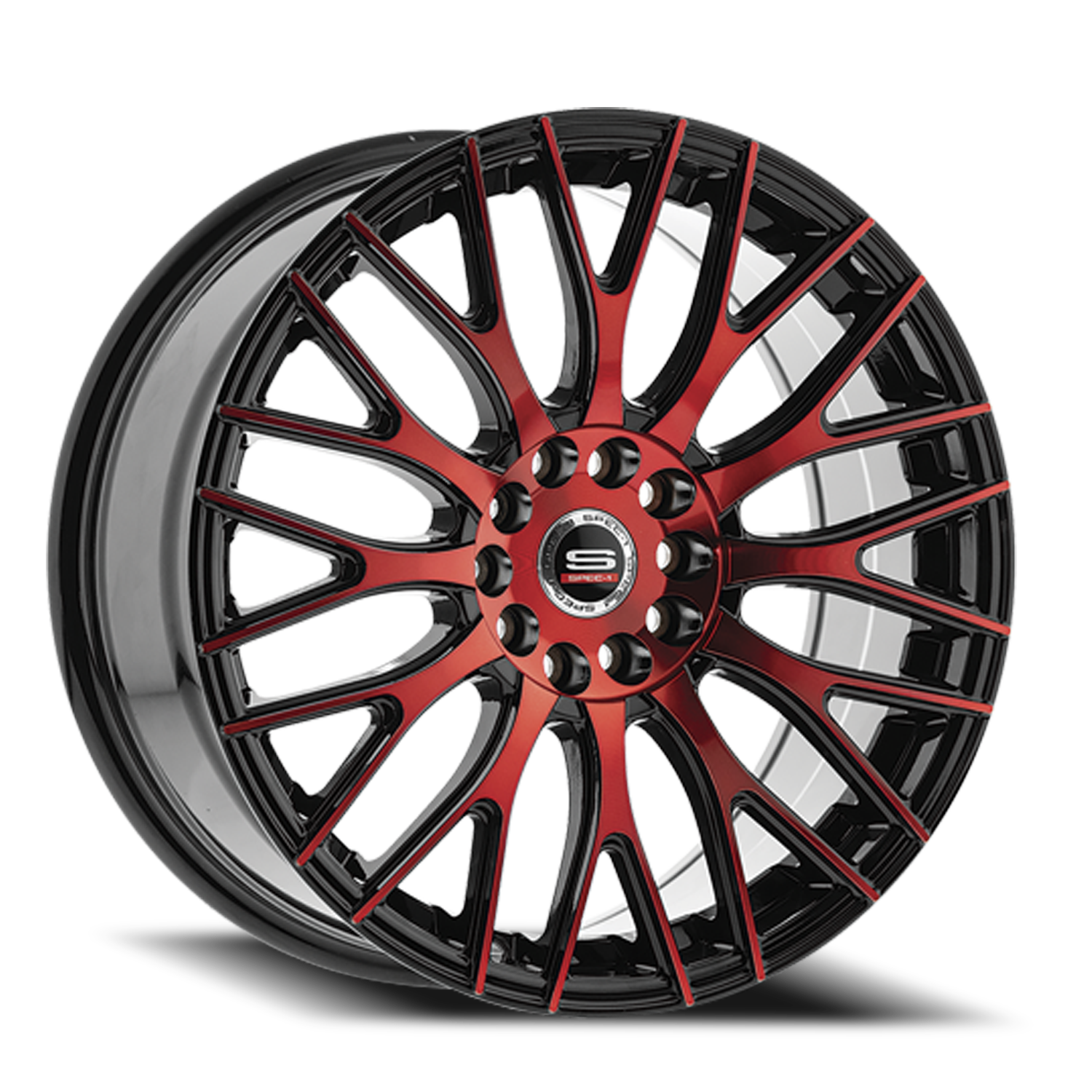 SPEC-1 SP-55 17X7.5 42 5X100/5X114.3 GLOSS BLACK & RED MACHINED