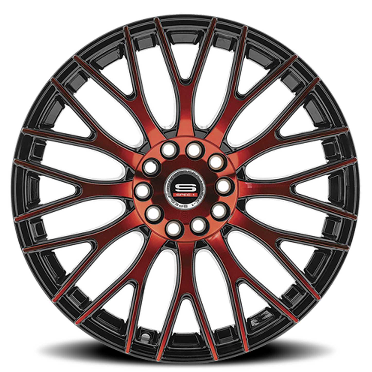 SPEC-1 SP-55 17X7.5 42 5X100/5X114.3 GLOSS BLACK & RED MACHINED