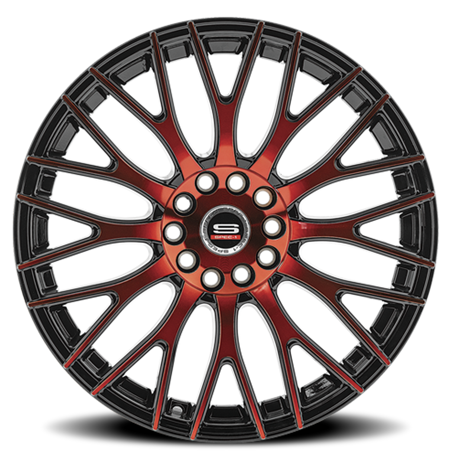 SPEC-1 SP-55 17X7.5 42 5X100/5X114.3 GLOSS BLACK & RED MACHINED