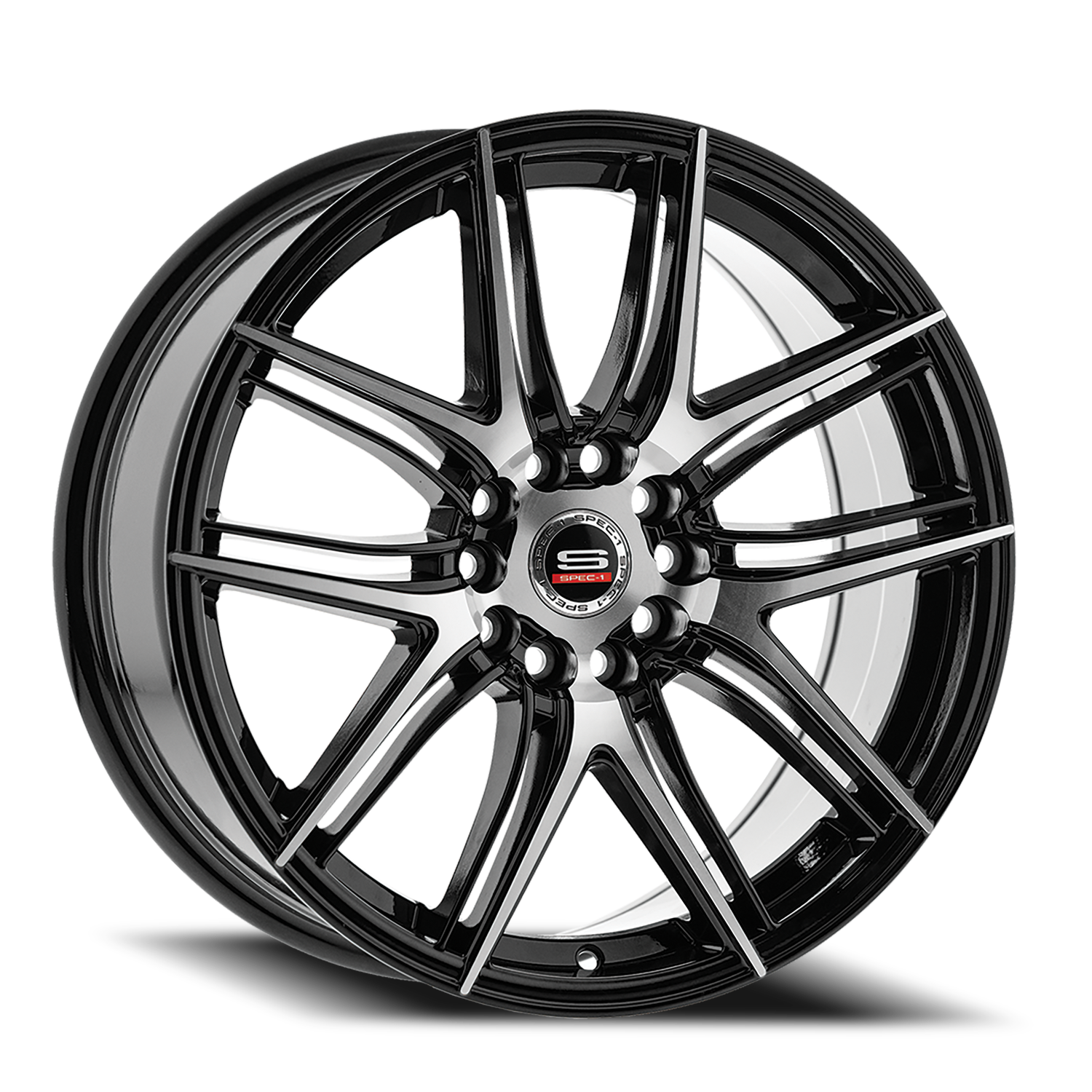 SPEC-1 SP-56 17X7.5 42 5X100/5X114.3 GLOSS BLACK & MACHINED