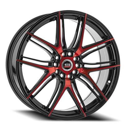 SPEC-1 SP-56 17X7.5 42 5X112/5X114.3 GLOSS BLACK & RED MACHINED