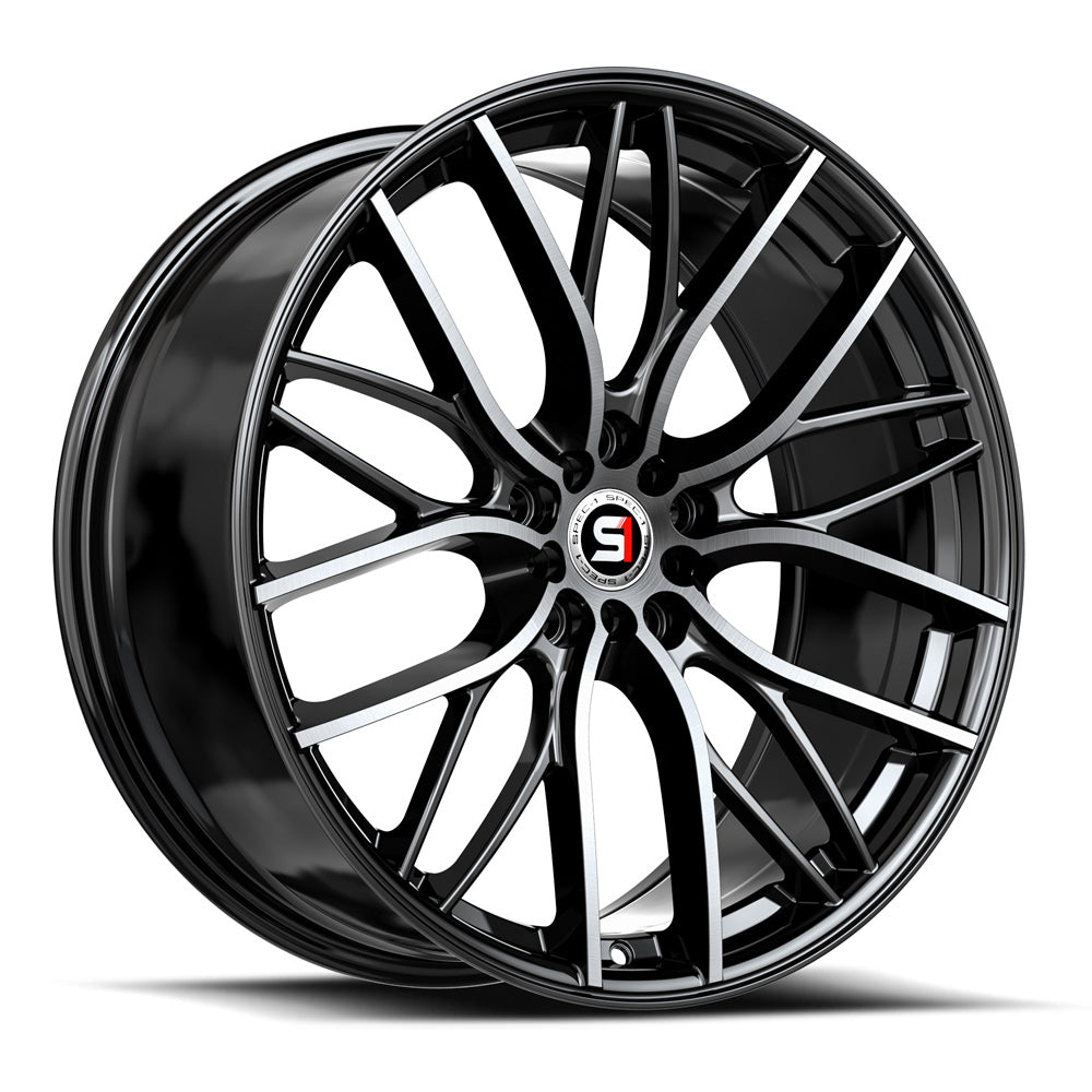SPEC-1 SP-61 18X8.0 38 4X100/4X114.3 GLOSS BLACK & MACHINED