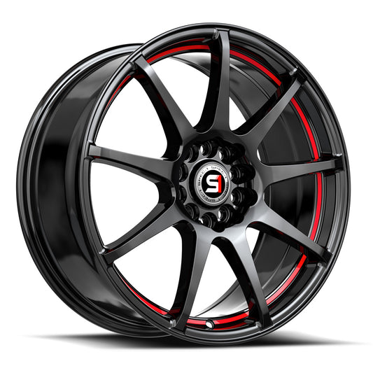 SPEC-1 SP-67 17X7.0 42 5X110/5X114.3 GLOSS BLACK & RED LINE