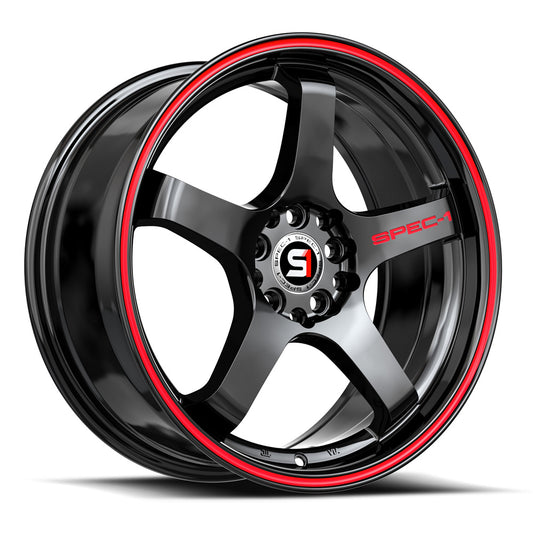 SPEC-1 SPT-31 18X8.5 38 5X112/5X114.3 GLOSS BLACK & RED LINE