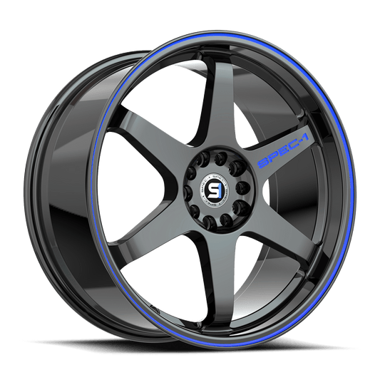SPEC-1 SPT-33 17X8 38 5X100/5X114.3 GLOSS BLACK & BLUE LINE