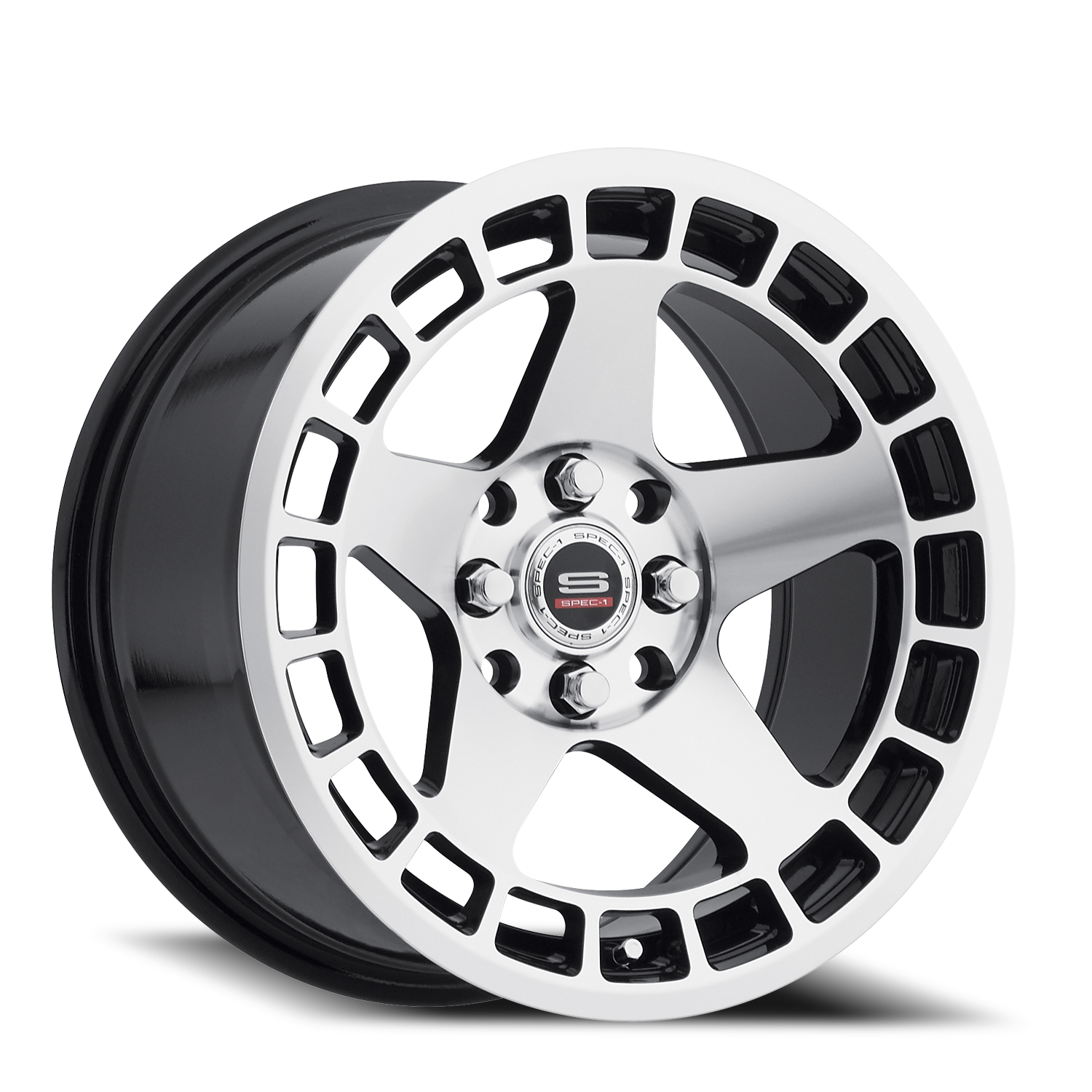 SPEC-1 SPT-901 15X8 20 4X100/4X114.3 GLOSS BLACK & MACHINED