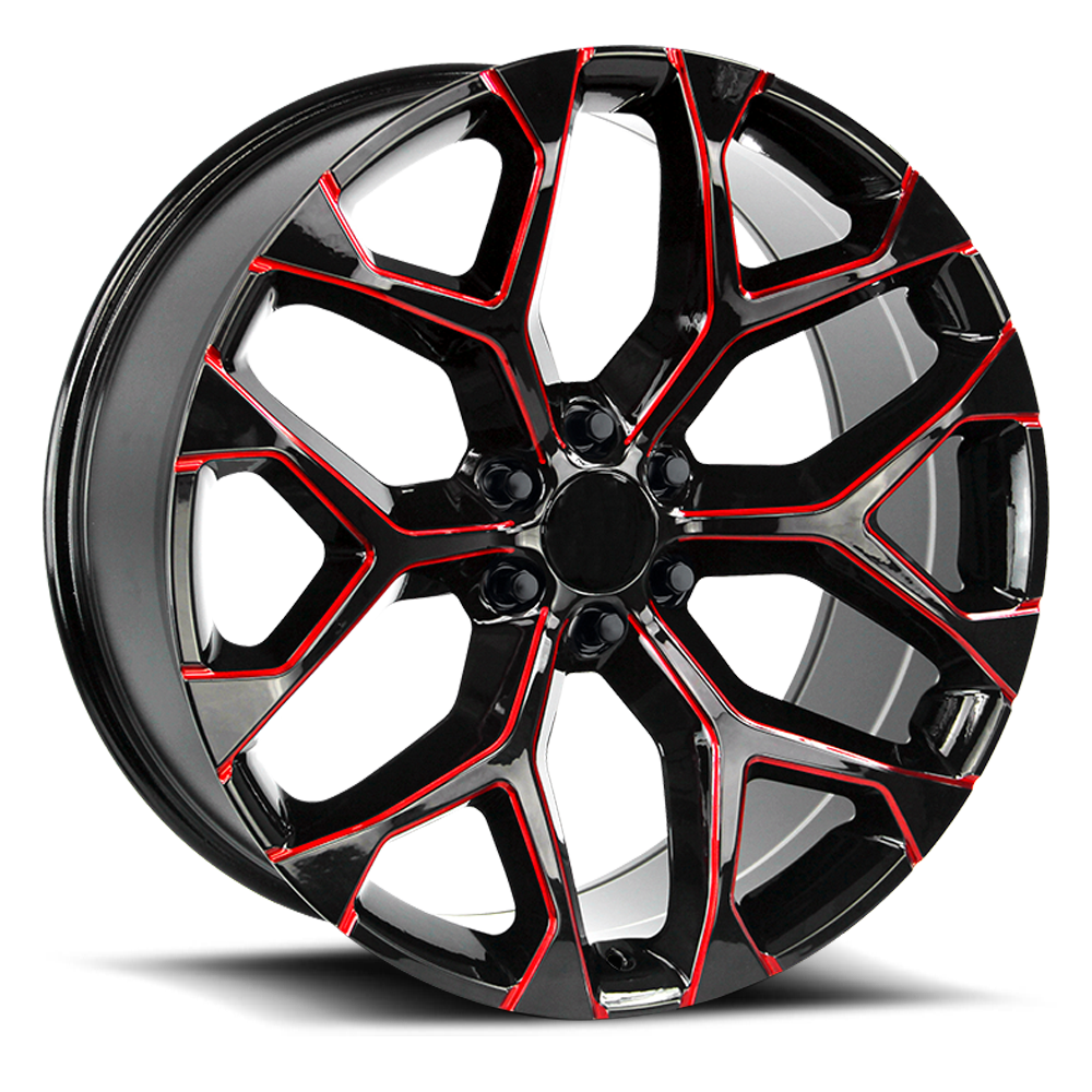 Strada Wheel Replicas Snowflake R176 26x10 31 6x139.7 Gloss Black Candy Red Milled