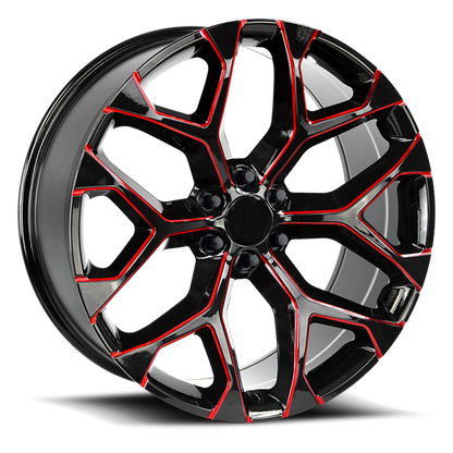 Strada Wheel Replicas Snowflake R176 26x10 31 6x139.7 Gloss Black Candy Red Milled