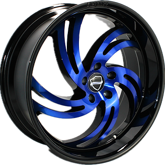 ELEGANCE SPINNER 20x8.5 35 5x114.3 Gloss Black w/ Candy Blue Face