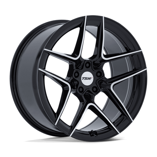 TSW TW008 SLIPSTREAM 19X8.5 35 5X114.3 GLOSS BLACK W/ MACHINED FACE