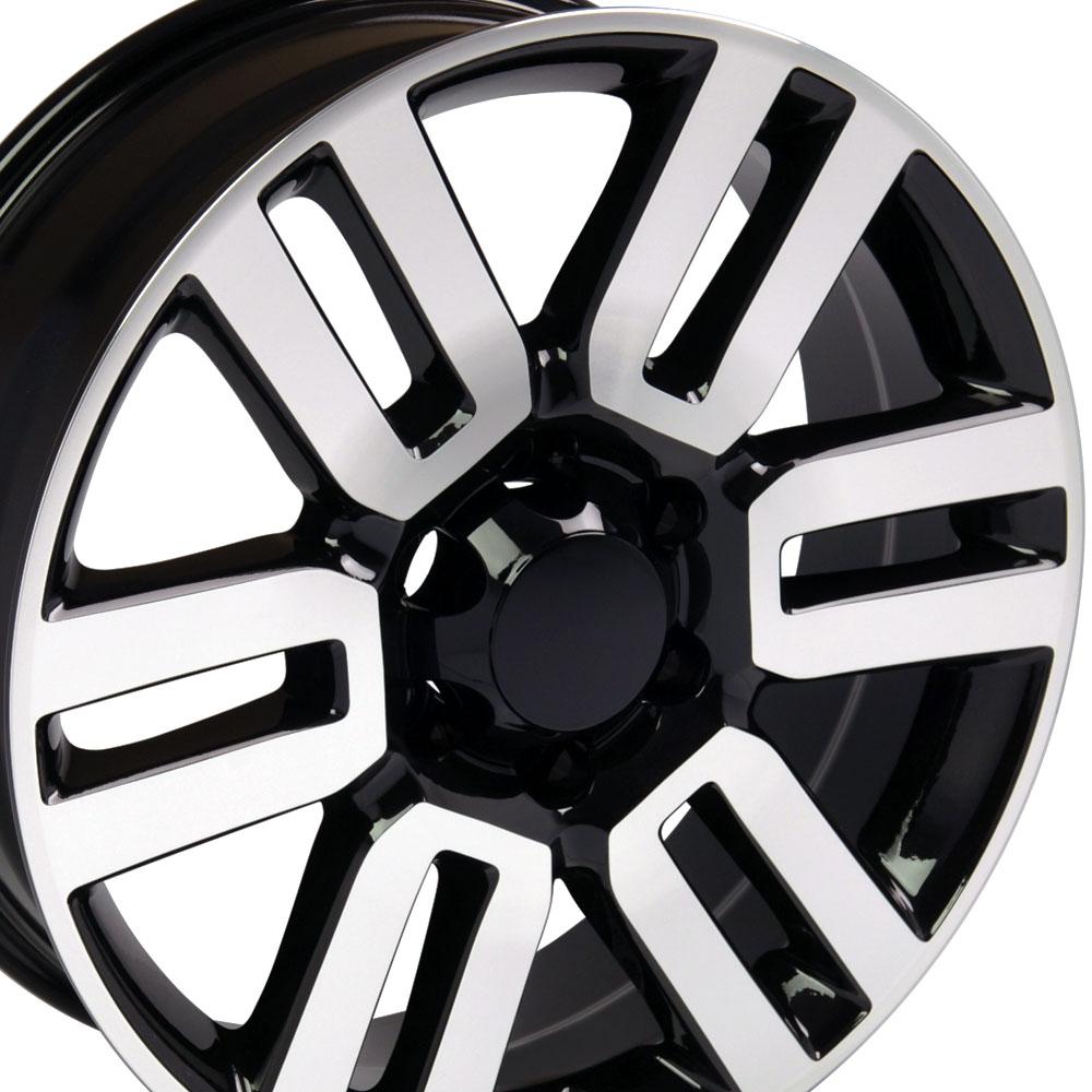 20" Replica Wheel TY10 Fits Toyota 4Runner 20x7 Black Mach'd Wheel