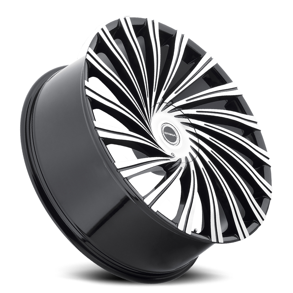 STRADA S49 TORNADO 22X9.5 15MM 5X115/5X120 GLOSS BLACK MACHINED | S49250115GBM