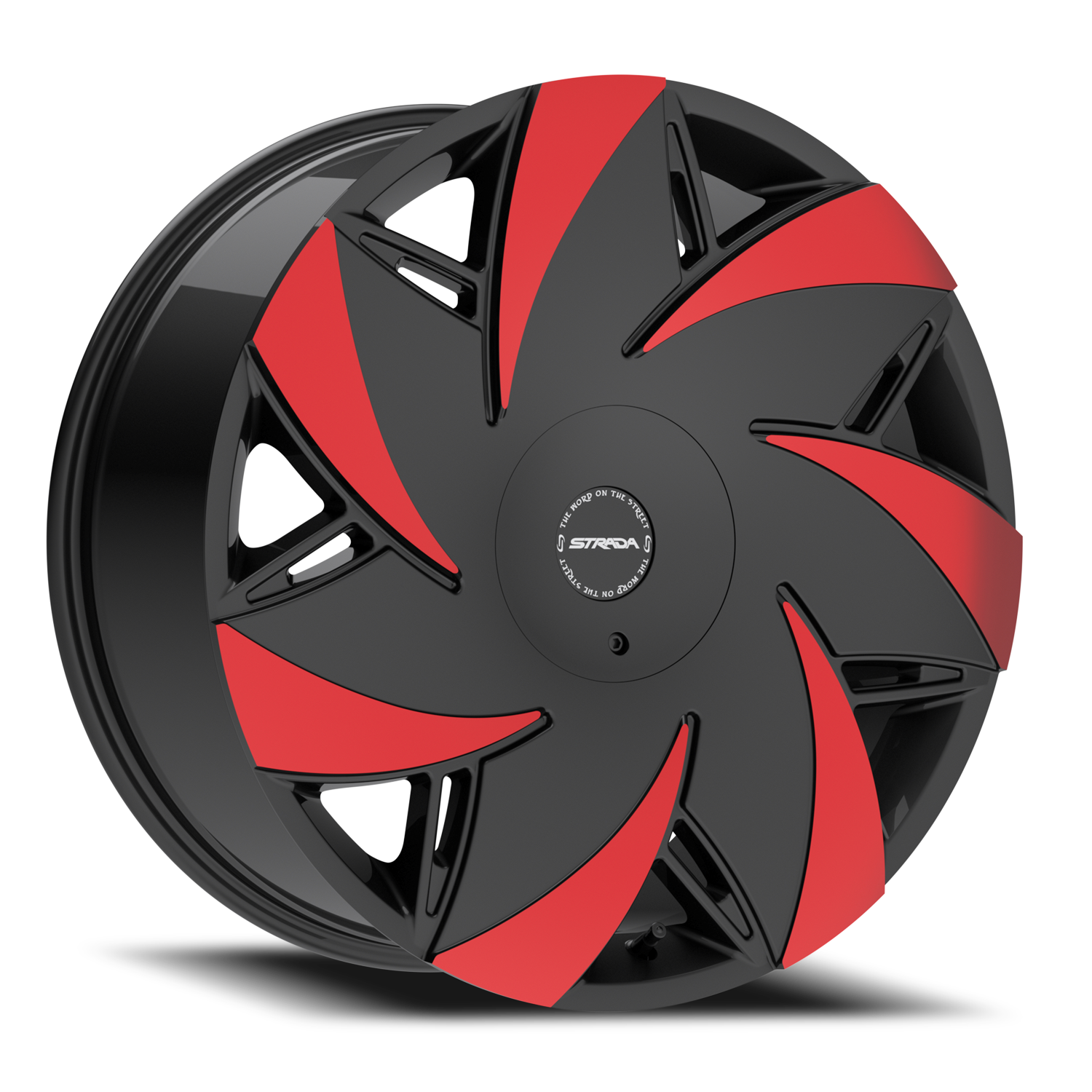 STRADA S67 TURBINA 24X9.5 15MM 5X115/5X120 GLOSS BLACK MACHINED RED TIPS | S6749551615GBMRT