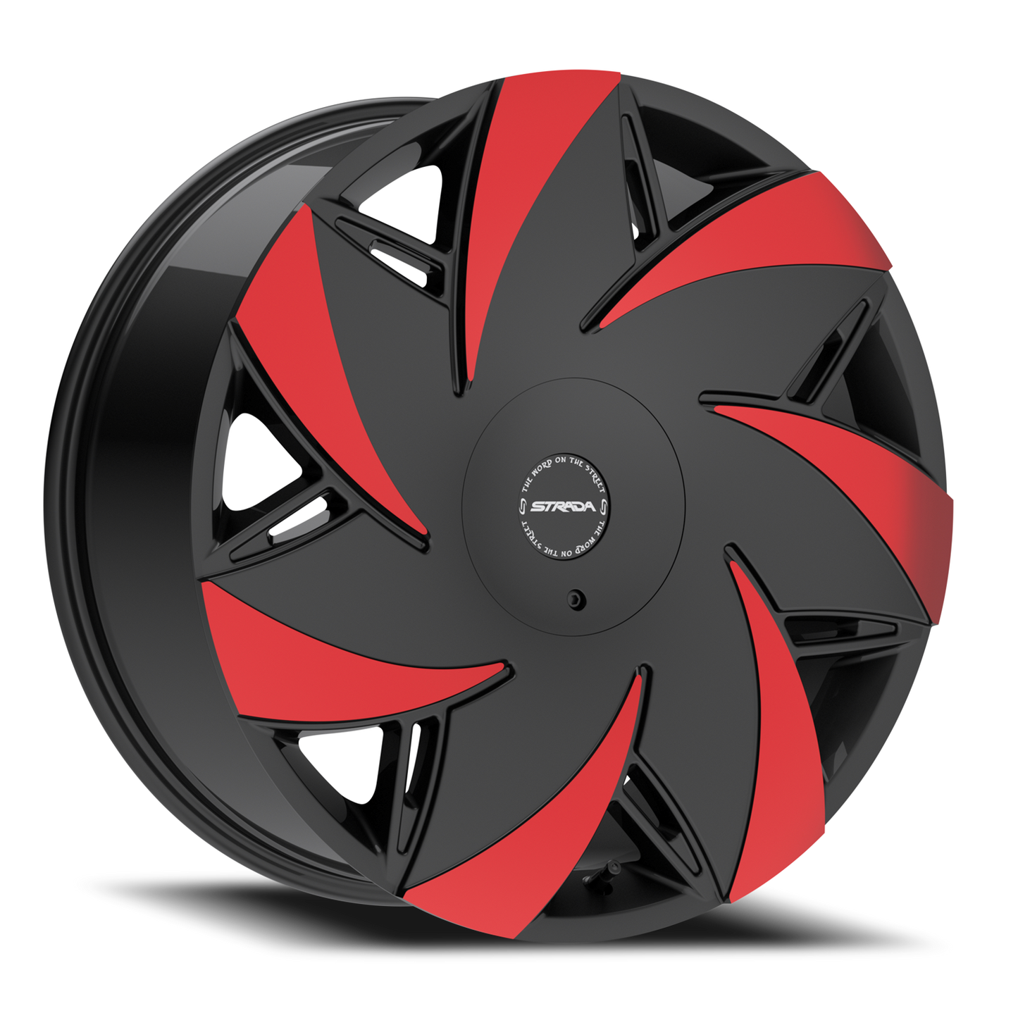 STRADA S67 TURBINA 22X9 24MM 6X135/6X139.7 GLOSS BLACK MACHINED RED TIPS | S6729060724GBMRT