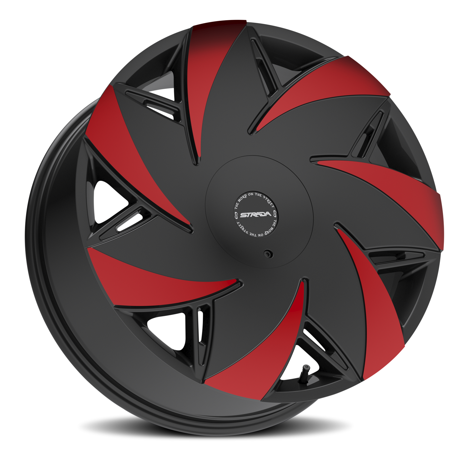 STRADA S67 TURBINA 24X9.5 15MM 5X115/5X120 GLOSS BLACK MACHINED RED TIPS | S6749551615GBMRT