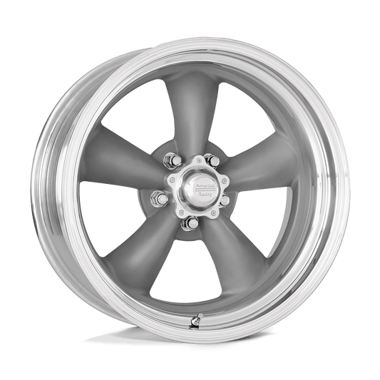 American Racing Vintage VN205 CLASSIC TORQ THRUST II - 15x12 -76mm 5x120.65 TORQ THRUST GRAY W/ POLISH LIP Wheel | VNCL2055126135