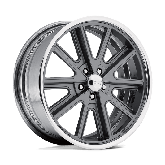 AMERICAN RACING VINTAGE VN407 COBRA 18x8 0 5x114.3 TWO-PC MAG GRAY POLISH BARREL
