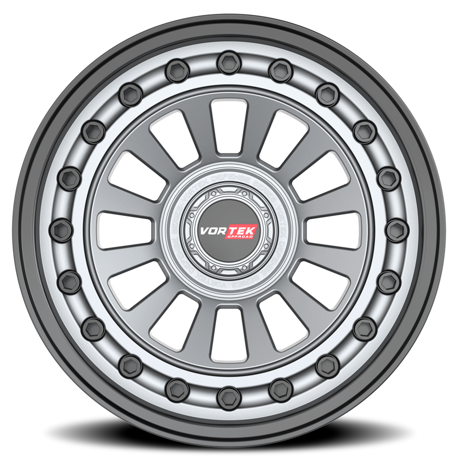 VORTEK VRD-702 18X9 -12 5X127/5X139.7 MATTE GUNMETAL WITH BLACK BOLTS & LIP