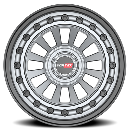 VORTEK VRD-702 18X9 -12 5X127/5X139.7 MATTE GUNMETAL WITH BLACK BOLTS & LIP