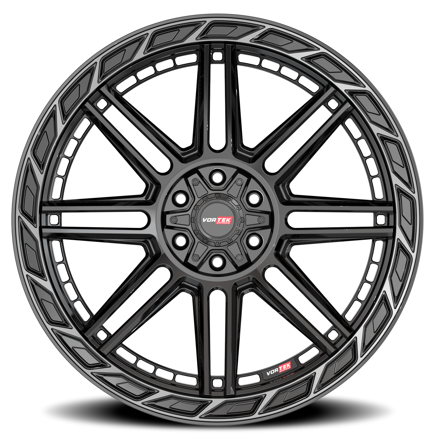 VORTEK VRP-501 22X10 -18 5X127/5X139.7 BLACK DIAMOND CUT RING WITH DARK TINT